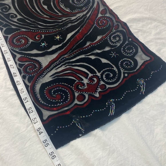 Vintage Scarf Stunning Women’s Velvet & Sheer Beaded Scarf - Picture 5 of 7